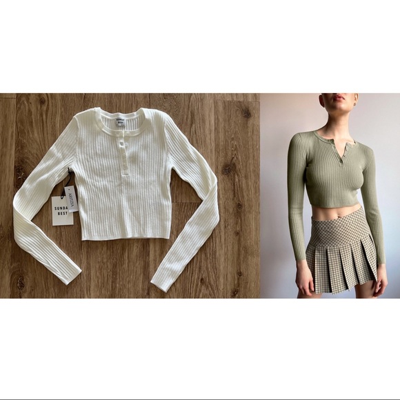 Aritzia (Sunday Best) Sienna Cropped Sweater in White (NWOT) - Picture 2 of 12
